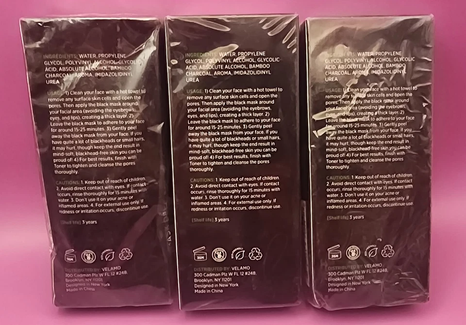 Paquete de 3 - Máscara negra Velamo - Removedor de espinillas - Limpiador profundo - 2,12 fl oz cada uno Foto 2 de 2