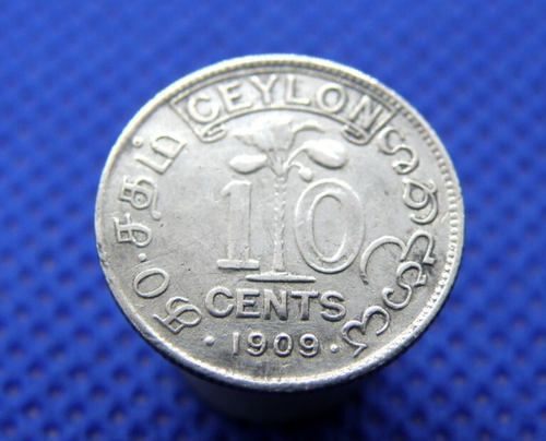 SILVER COIN - CEYLON / SRI LANKA - 1909 King Edward VII - 10 CENTS 10c (XK03) - Picture 7 of 8