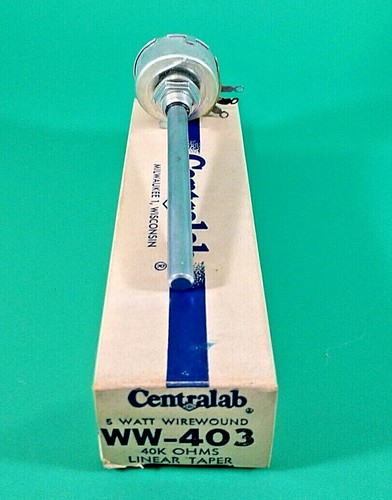 CENTRALAB WW-403 40K OHM 5W LINEAR TAPER POTENTIOMETER - Picture 1 of 6