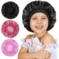 3 Pcs Silk Satin Kids Bonnets for Sleeping Soft Wide Band Sleep Cap
