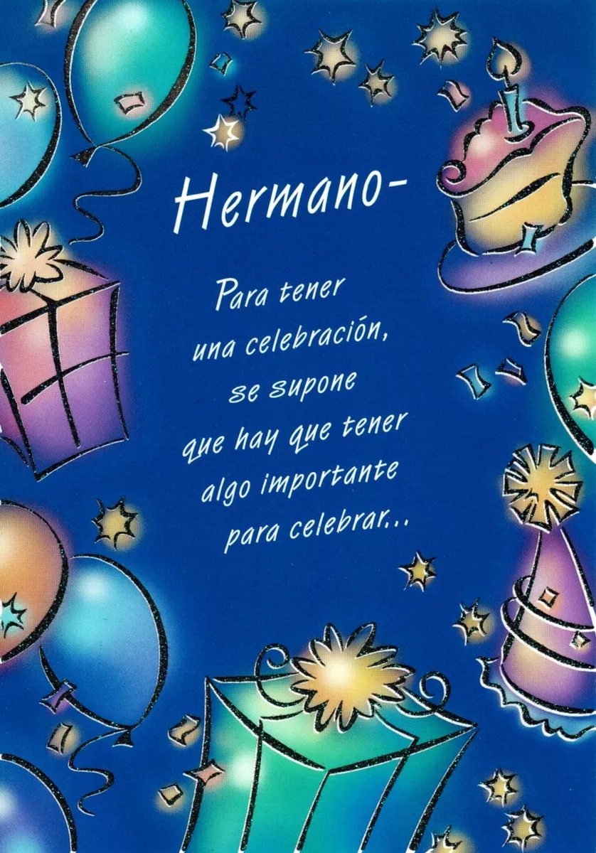 Spanish Happy Birthday Brother Hermano Hallmark Sinceramente Greeting Card