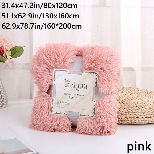 Double Layer Plush Throw Blanket Faux Fur Fluffy Fleece Thermal Sofa Bed Nap - Picture 5 of 22