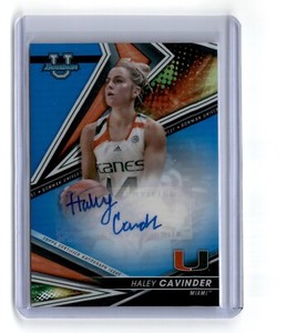 Haley Cavinder 2022-23 Bowman University Best Blue Refractor Auto 94/150 Miami