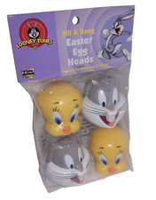 Vtg Looney Tunes Easter Head Eggs Bugs Bunny Tweety Bird NEW 1998 Fill  Hang
