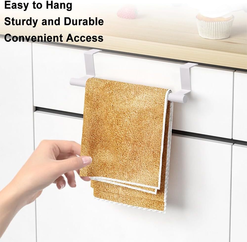 Cabinet Door Towel Bar, Dish Rack for Cabinet, Stainless 2*small White 