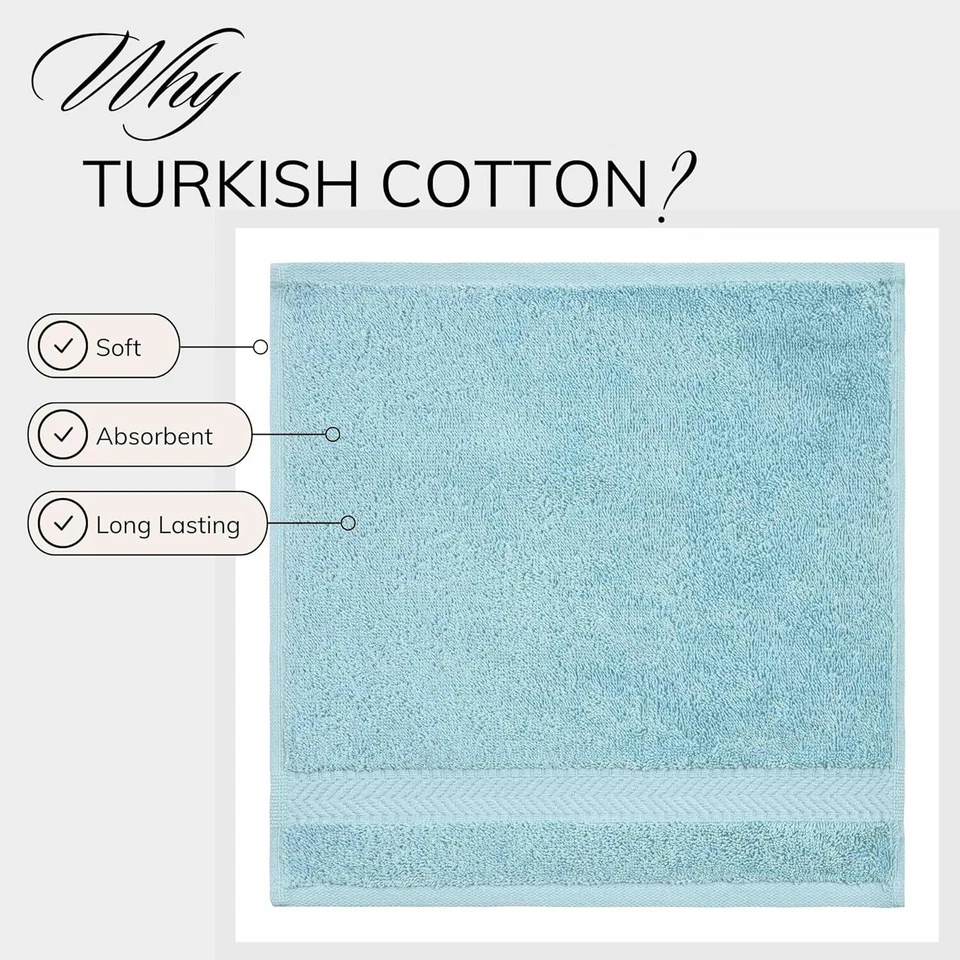 Роскошный турецкий хлопок мочалки комплект мягкий и впитывающий спа качество - набор из 4 - Изображение 2 из 4