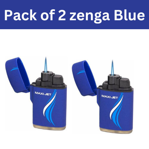 Rubber Maxi Jet Zenga Lighter Refillable Blue Zenga Lighter Pack Of Two UK - Picture 1 of 5