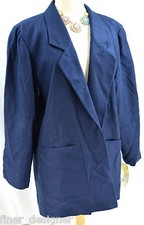 DONCASTER Navy Woven Silk Notch Lapel Long Sleeve Lined Blazer Jacket L NWT 270