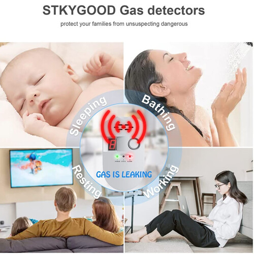 Detector digital enchufable de gas natural propano alarma de fugas de gas combustible Y4K7 - Imagen 10 de 12