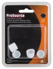NEW PROSOURCE FE-50611 PACK (4) WHITE PLASTIC CHAIR LEG FURNITURE TIPS 3668332