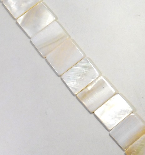 Mother Of Pearl Rectangle & Pear Center Drill Beads Necklace 18" LB1055 - Picture 8 of 12