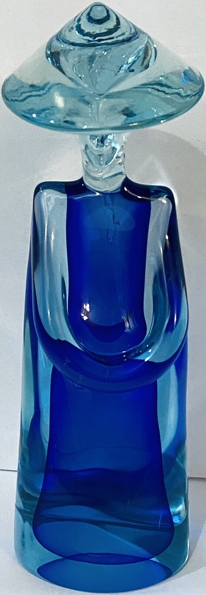 MURANO ARCHIMEDE SEGUSO ムラノ ブルー グラス Archimede Seguso Murano Blue Leaf Art Glass Bowl Mid-Century