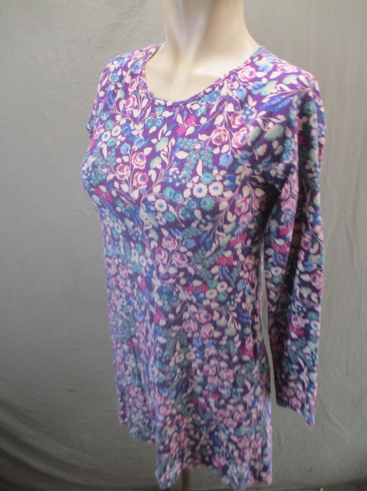 LANDS' END Size L (14) Girls Floral 100% Cotton Long Sleeve Sheath Dress 128 - Image 3 of 4