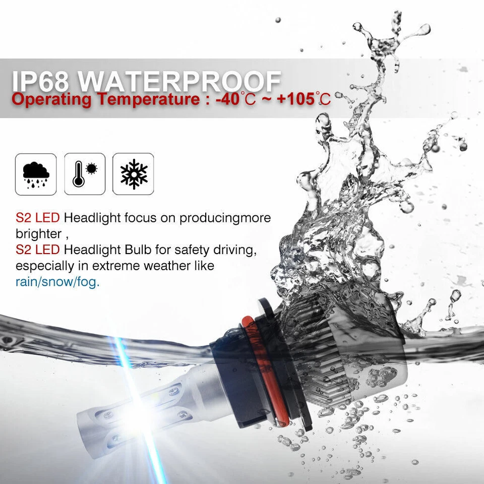 For Toyota 4Runner 1992-1995 6000K 2X 9004 LED Headlight High/Low Beam Bulbs Kit - Image 2 of 4