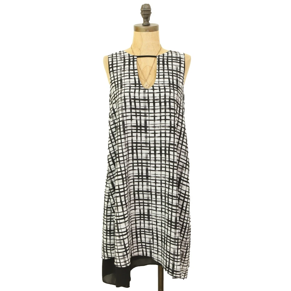 Mini Vestido Bar III Línea A Talla S Sin Mangas Forrado Geométrico Negro Blanco Usado en Excelente Condición B5 Foto 3 de 4