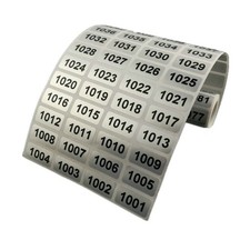 1000 Consecutive Number Inventory Stickers Silver