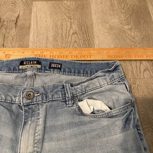 Reclaim Jeans Mens 36x34 Blue Denim Light Wash Regular Straight 5 Pockets - Picture 8 of 15