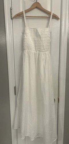 WOMEN’S SLEEVELESS MEDIUM OLD NAVY WHITE SUMMER MAXI DRESS BEACH WEAR FIT &FLARE - Picture 6 of 17