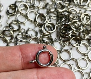 LUX Spring Ring Clasp lot, Silver Tone,  Jewelry Making Supplies, NR