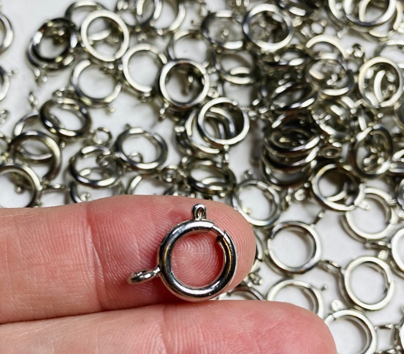 LUX Spring Ring Clasp lot, Silver Tone,  Jewelry Making Supplies, NR