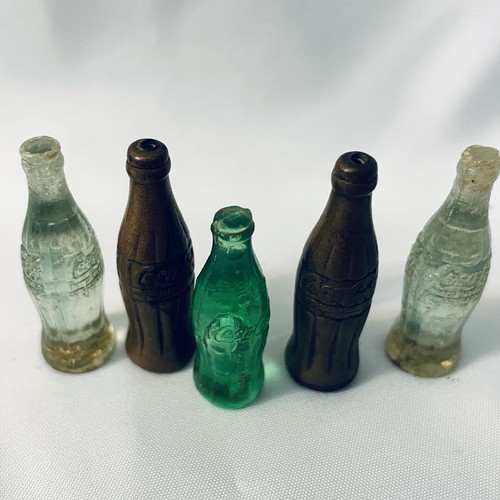 Vintage Miniature Coke Bottles Clear Green Bronze 1.25-1.50 inch Lot of 5 - Picture 2 of 8