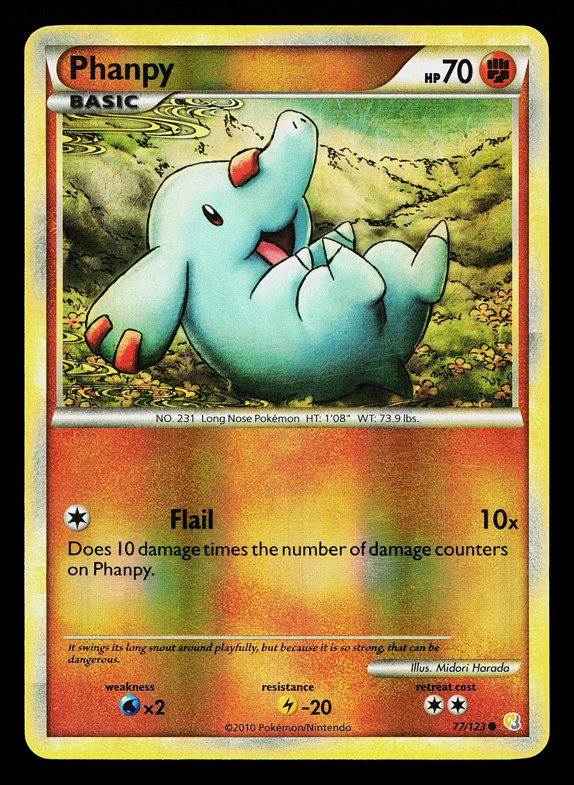 Phanpy 77/123 Reverse Holo HeartGold SoulSilver Pokémon Card