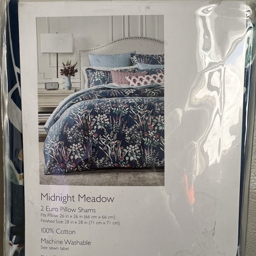Sky Floral 2 Euro Pillow Shams Midnight Meadow 100% Cotton Machine Washable NEW! - Picture 4 of 5