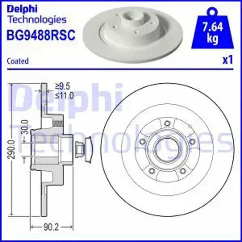Delphi BG4570C – Disque De Frein Avant Revêtu – Compatible Renault Clio IV, Clio V, Dacia Sandero II