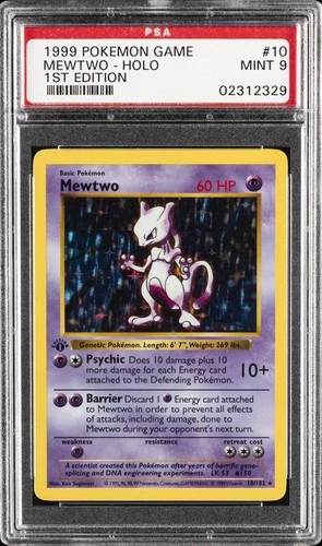 1999 POKEMON BASE SET 1ST EDITION #10 MEWTWO-HOLO PSA 9