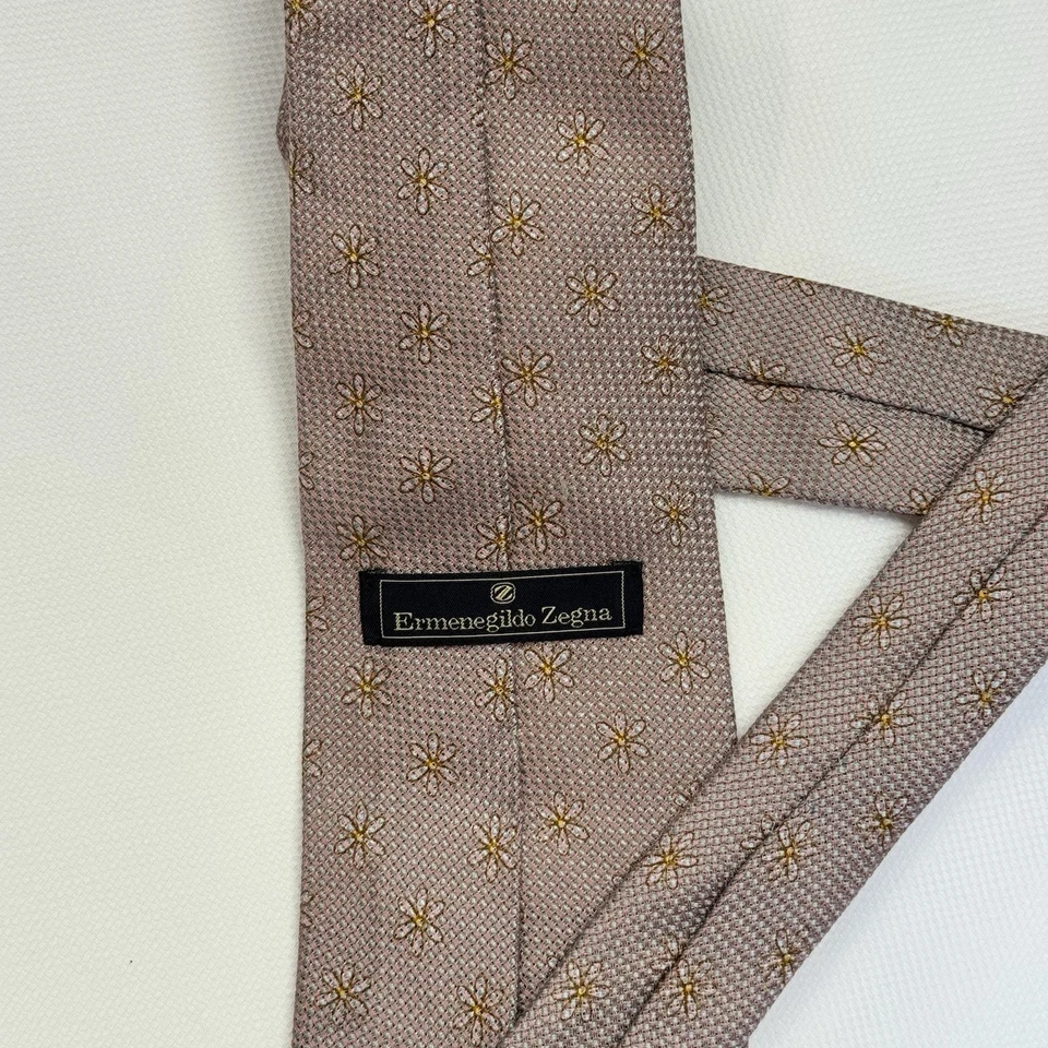 Corbata Ermenegildo Zegna Micro Margarita Geométrica Seda Jacquard Corbata Italia Foto 3 de 4