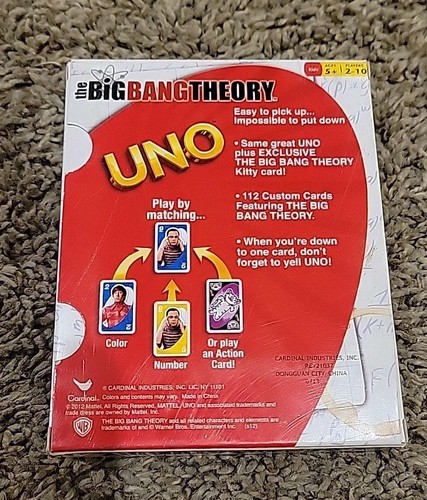 The Big Bang Theory UNO Card Game Deck Set Completo In Scatola 2012 Mattel Bazinga - Foto 2 di 3