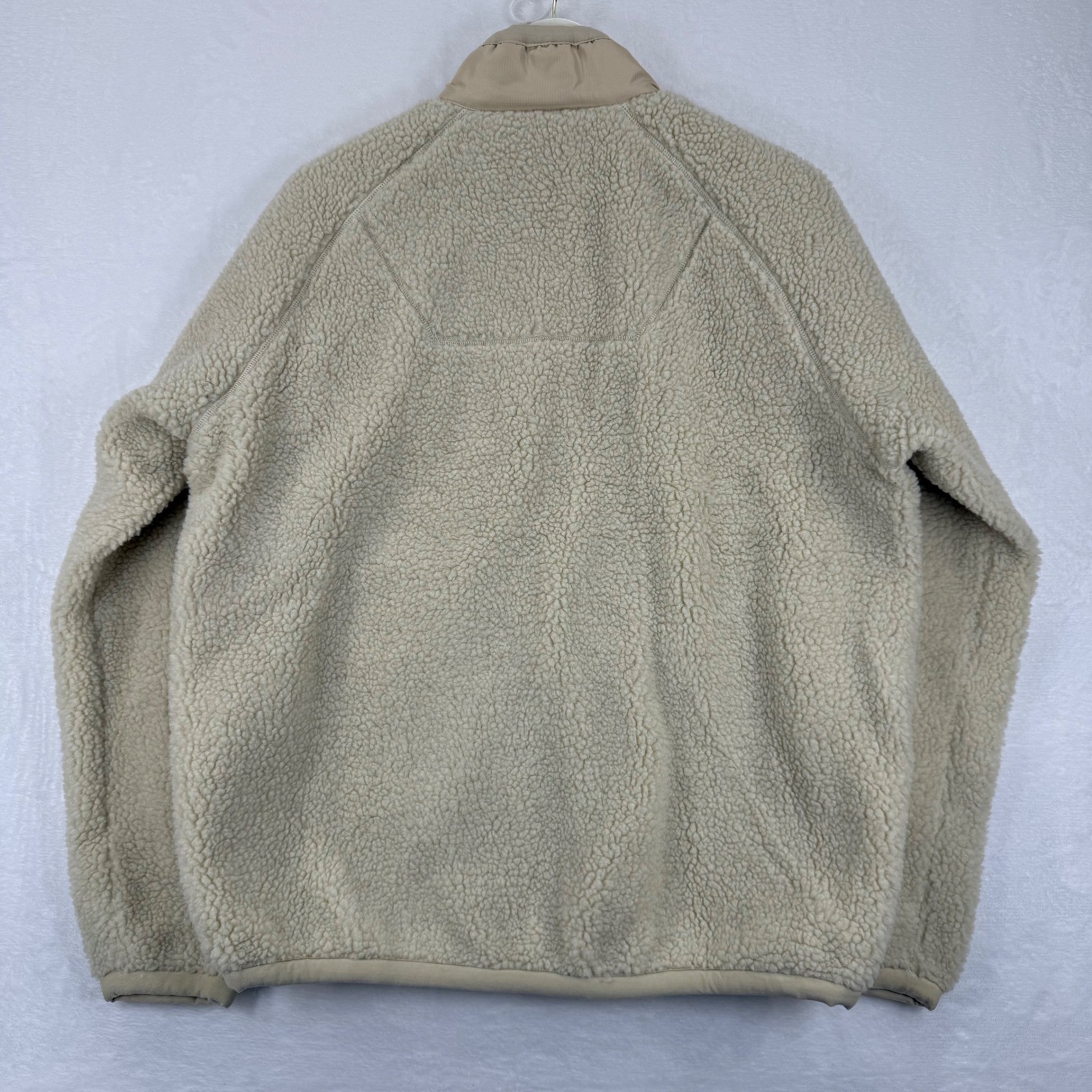 ZARA Sherpa Fleece Jacket Beige Full Zip Pockets Mock Neck Women's M image 10