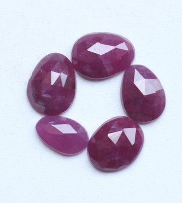 Natural Ruby Rose Cut Faceted Cabochon Oval Loose Gemstone Lot Jewelry, Ct.6.00