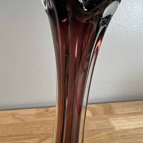 Vaso vintage in vetro artistico ametista di Murano e MCM 12” alto - Foto 6 di 6