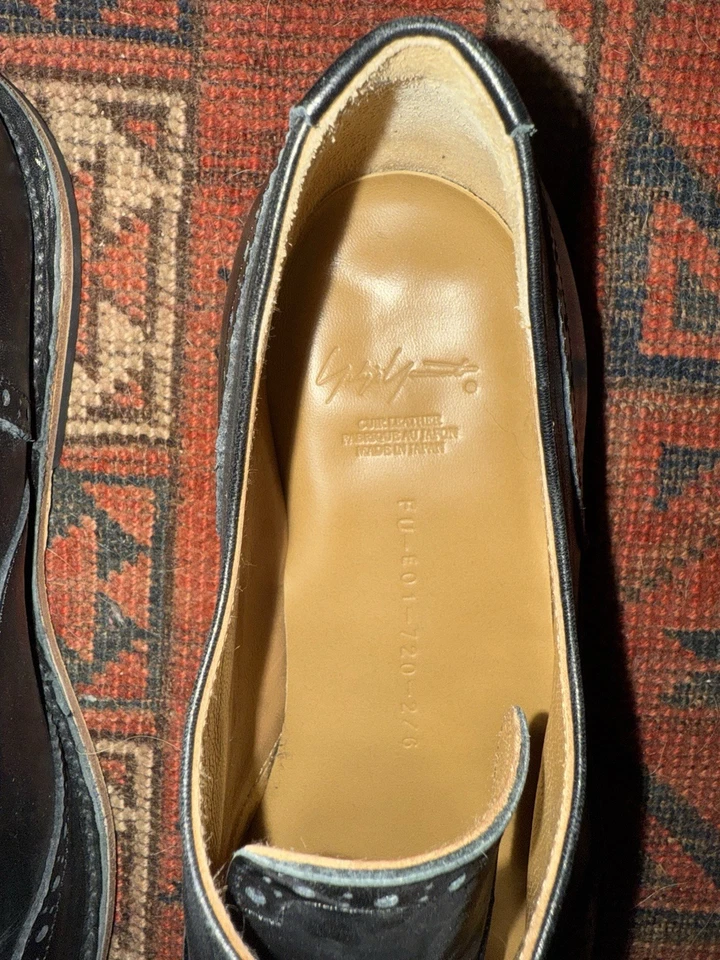 De Colección Yohji Yamamoto Hecho a Mano Cuero Negro Punta Sin Cordones Oxford Talla 9 Foto 2 de 4
