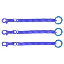 Retractable Coil Springs Keychain with Lobster Clasp Keyring Dark Blue,3Pcs