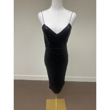 Rehab Black Nearly Naked Backless Sequin Midi Dress Size S