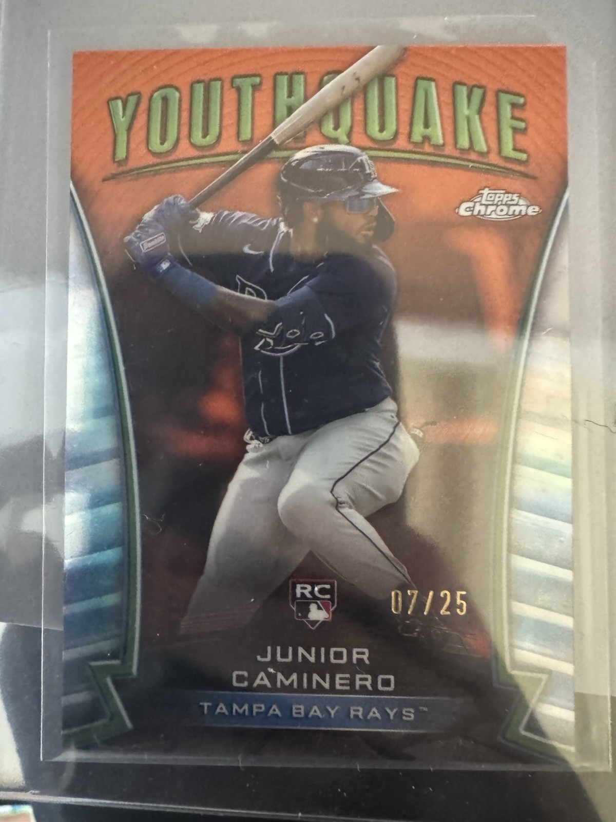 2024 Topps Chrome Rookie Junior Caminero Youthquake Orange Refractor /25 🔥🔥🔥