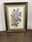 Bernat Lilacs Counted Cross Stitch Completed Framed Vintage 12x15.5