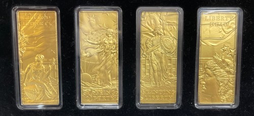 2022 Barbados The Lady Liberty Set 4x 24k Gold Plated 1oz Silver Coins Only 500 - Picture 3 of 5