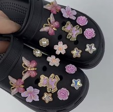 20 pcs. Women Purple Bling Bear Flower Mix Shoe charms - Only Charms Included 