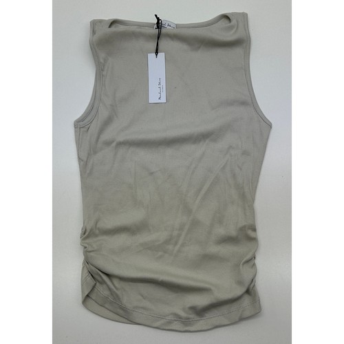 Michael Stars Women's Coco Ruched Ultra Rib Top Stucco Size S NWT #10