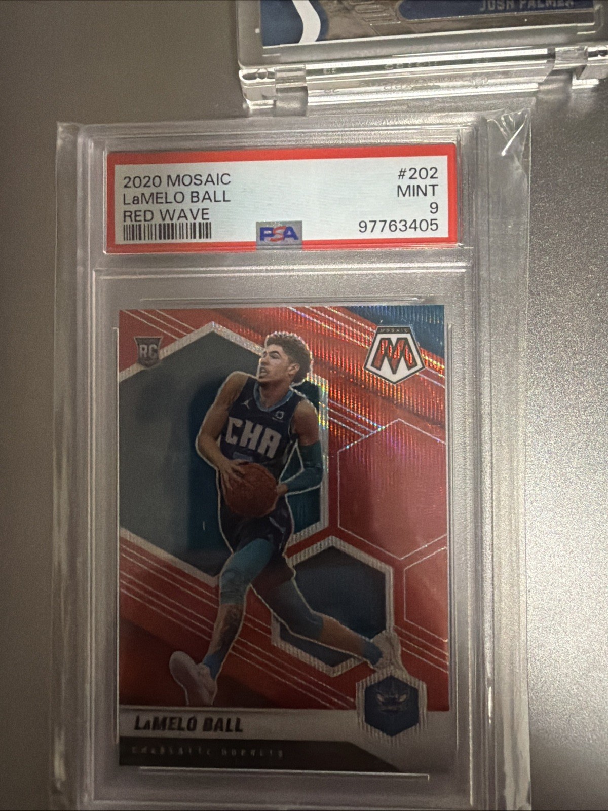 2020 Mosaic LaMelo Ball RC PSA 9 Red Wave #202 Hornets