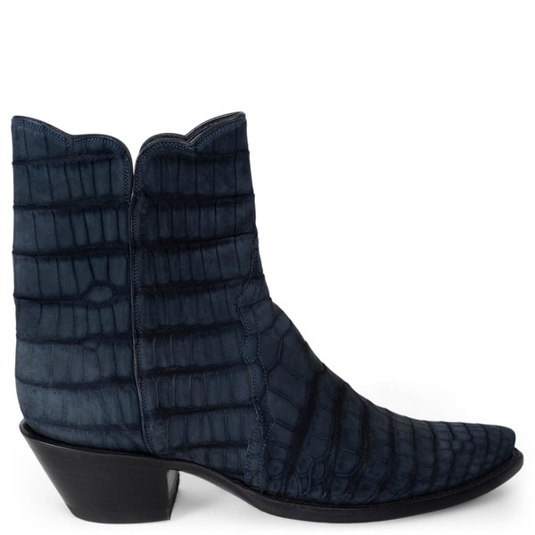 73517 Auth STALLION Navy Blue ZORRO CROC WESTERN Stiefel Schuhe 39