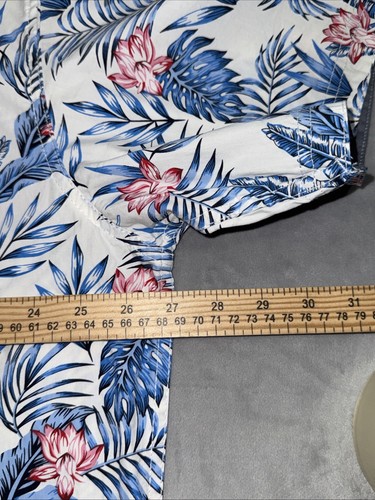 Free Planet Shirt Men's 2X Short Sleeve Button Up White Cotton Floral Tropical - Picture 5 of 10