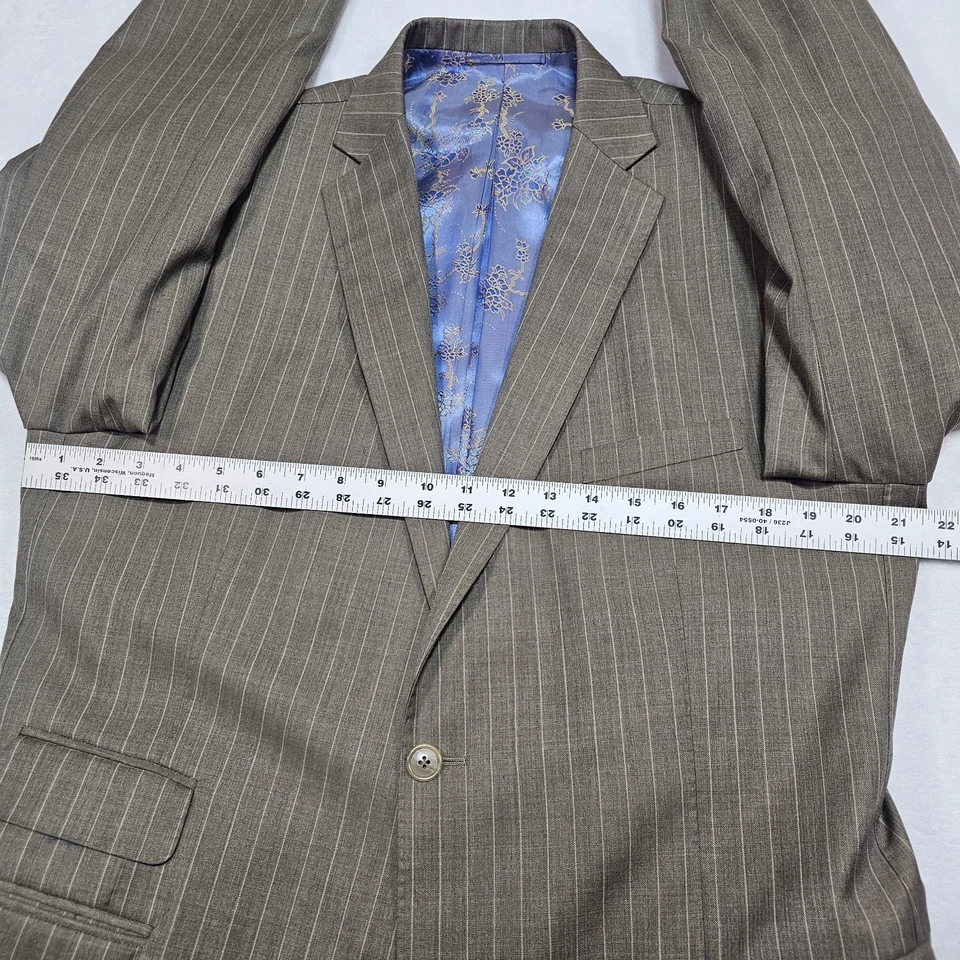 Traje Astor & Negro A Medida Para Hombre 42L 34x32 Toupe Bronceado Rayas Puños Franceses Personalizados Foto 4 de 4