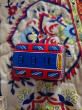 Vintage Small Sight Seeing Bus Tin Litho Friction Toy - Made in Japan