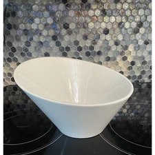 MCM Heavy Large White Porcelain Cordon Bleu Style Salad Serving Bowl 6.5"x10.5"