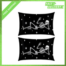 Halloween Skeleton Satin Pillowcases Set of 2 Standard Size 20x26 30 36 Decor