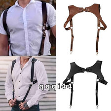 Adjustable Shoulder Chest Belt Suspender Harness Belt Strap for Men PU Leather